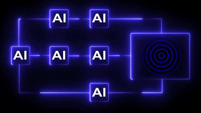 Multi function for Agentic AI technology motion background. Multi agent AI systems, Automate daily Tasks Smart AI solutions improve efficiency, Automate repetitive work.