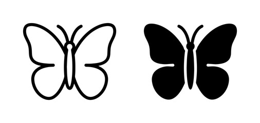 Butterfly Icons: Outline and Silhouette Vector Graphics, Simple Insect Symbols for Nature and Design Projects © Arif