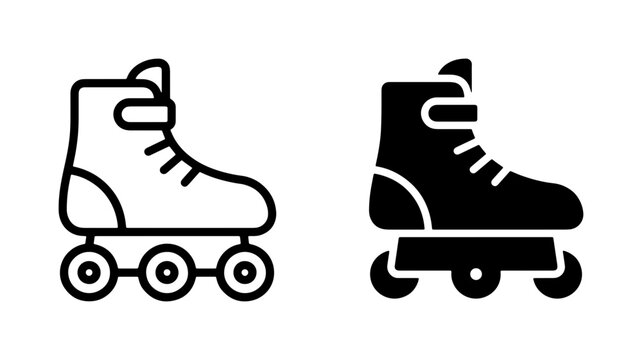 Roller Skate Icons, Inline Skates Vector Graphics, Retro Sport Equipment, Vintage Footwear Set, Outdoor Activity Symbols