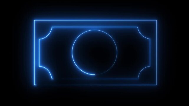 Glowing neon line bank note dollar icon isolated on black background. dollar banknote icon. stacked dollar bills representing finance, banking, savings, and economic wealth concept.