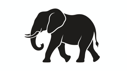 Fototapeta premium Silhouette of a Majestic Elephant Walking in Nature.