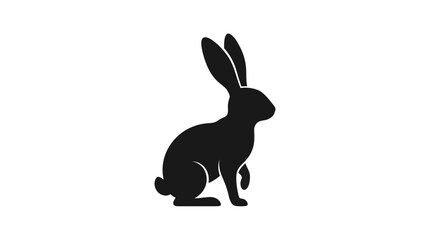 Obraz premium Silhouette of a Rabbit in Side Profile for Wildlife and Nature Themes.