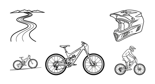 Mountain bike and cycling gear.