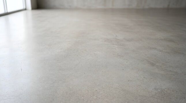 Empty polished concrete floor with soft light blur background