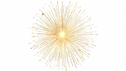 Naklejka premium Golden festive firework burst isolated on white background with firework explosion celebration isolated background pyrotechnics celebrate sunburst midnight