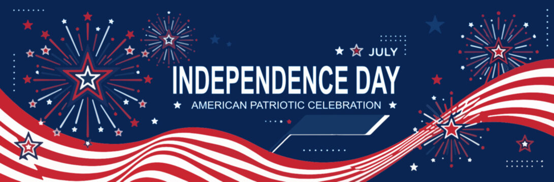 4th of July Twitter Header Template &mdash; Independence Day American Patriotic Red Navy White Stars Social Banner 2026