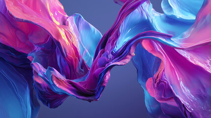 Obraz premium Abstract purple and blue background with flowing smoke waves and colorful glowing light curves on a black texture