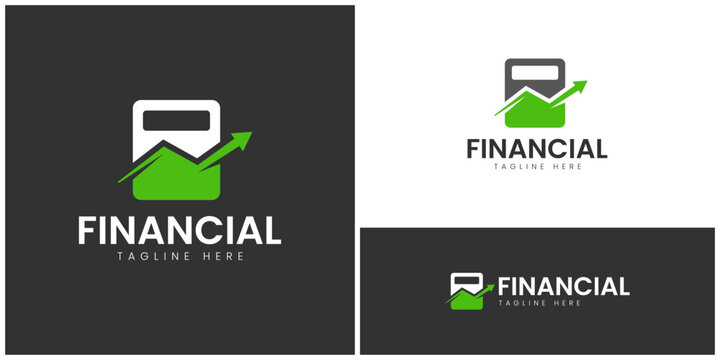 Flat Wallet Growth Arrow Logo Template