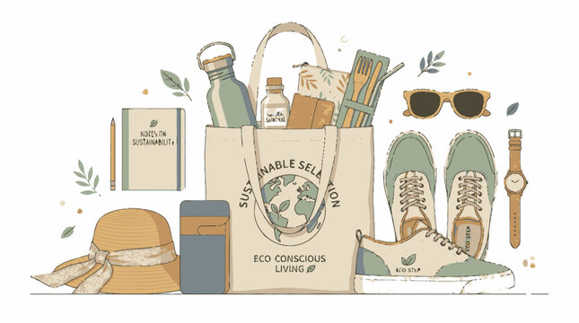 Shopping bag with eco friendly products.