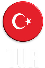 Obraz premium Bright red flag with turkey symbol, white crescent moon, star, and bold text label, suitable for patriotic designs and national celebrations.