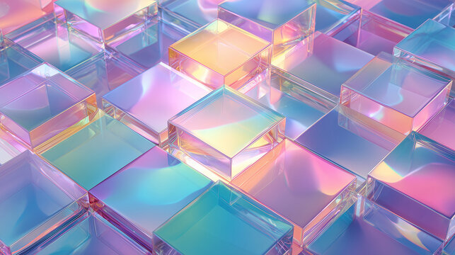 Abstract colorful background featuring a seamless geometric pattern of bright blue and purple 3d squares for modern technology business wallpaper design
