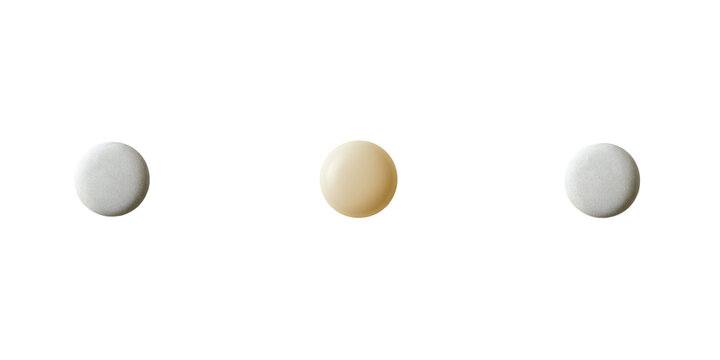 Three minimal spheres on transparent background, abstract design