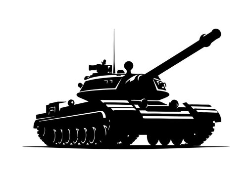 Military Battle Tank Silhouette Vector Illustration