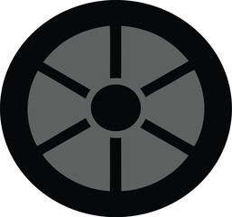 Obraz premium Minimalist of a six-spoke circular wheel circle black vector illustration EPS PNG file