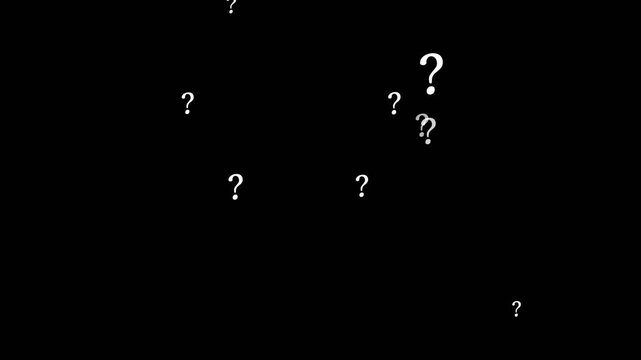 White Question Mark Icons Flying on Green Screen, Problem Solving and Thinking Concept, Animated Chroma Key Background Loop 4K