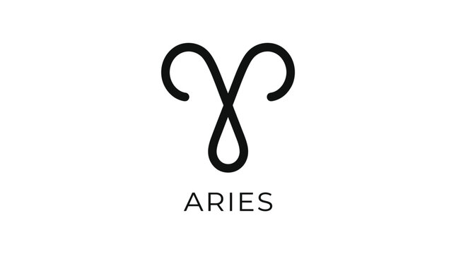 Minimalist black aries zodiac sign vector illustration design featuring clean lines on a white background