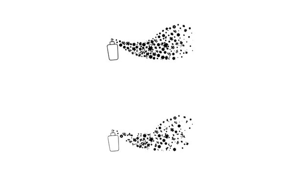 Perfume bottle spraying a cloud of colorful flowers fragrance concept vector illustration
