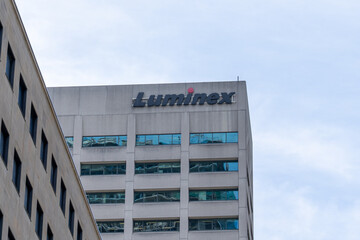 Naklejka premium Toronto, Ontario, Canada - June 2, 2026: Luminex Corporation office building on University Ave in downtown Toronto, Ontario, Canada. Luminex Corporation is a biotechnology company. 