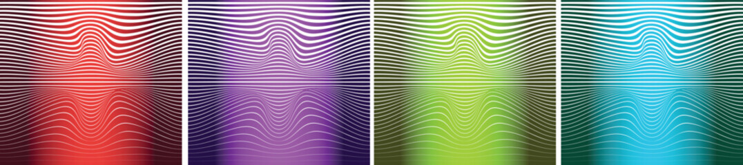 Set of abstract backgrounds with wavy lines and vibrant gradient colors © Prime Creative