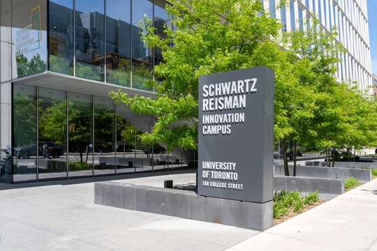 Toronto, Ontario, Canada - June 2, 2026: Schwartz Reisman Innovation Campus located at the University of Toronto on College Street in Toronto, Canada. The building houses a large wet lab incubator and