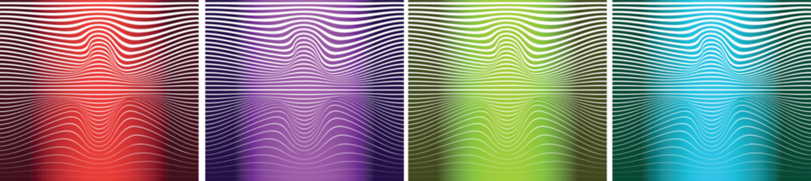 Set of abstract backgrounds with wavy lines and vibrant gradient colors