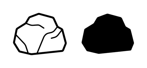 Rock Icons, Stone Silhouette, Natural Element Vector Art, Geology Symbol, Outline and Solid Shapes © MdArif