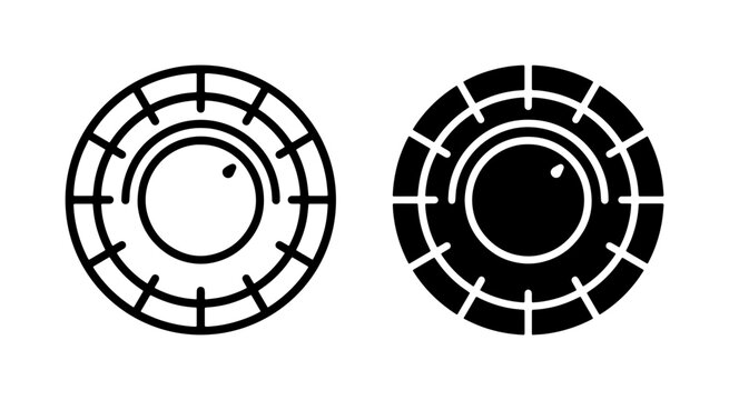 Camera Lens Icon Set, Photography Symbol, Aperture Control, Vector Graphics, Black and White
