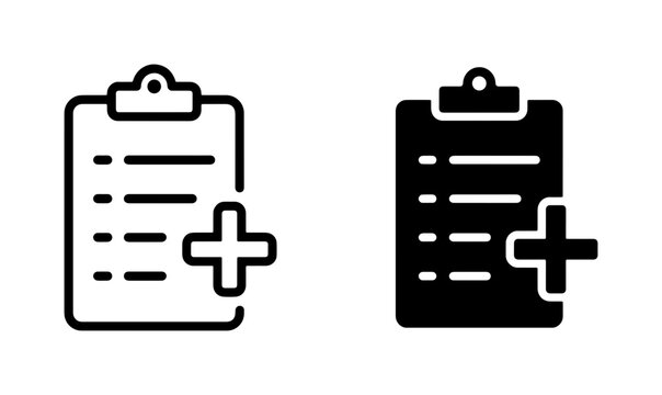 Clipboard with Plus Icon, Checklist Vector Icons, Add New Document Symbol, Task Management Graphic Resources