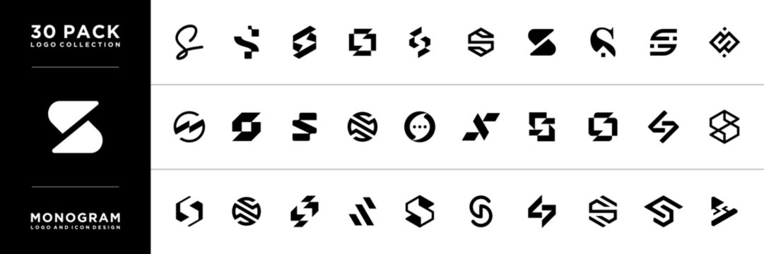 S letter logo collection. initial S logo inspiration with creative concept for your business.