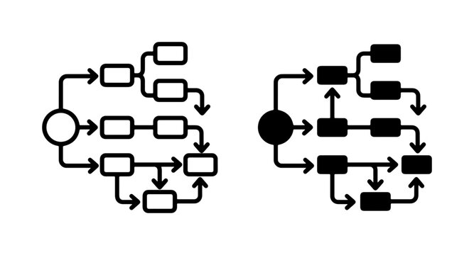Process Flowchart Icons, Decision Tree Diagrams, Workflow Steps, Business Strategy Planning, Data Structure Visualization