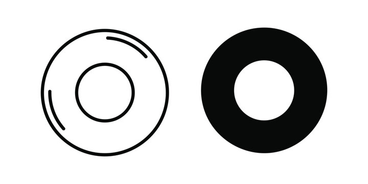 Two simple ring icons one outlined and one solid black on a clean white background