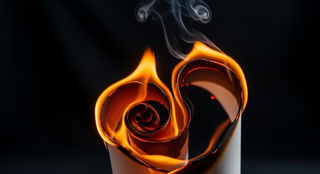 Burning Paper Rose Flame.