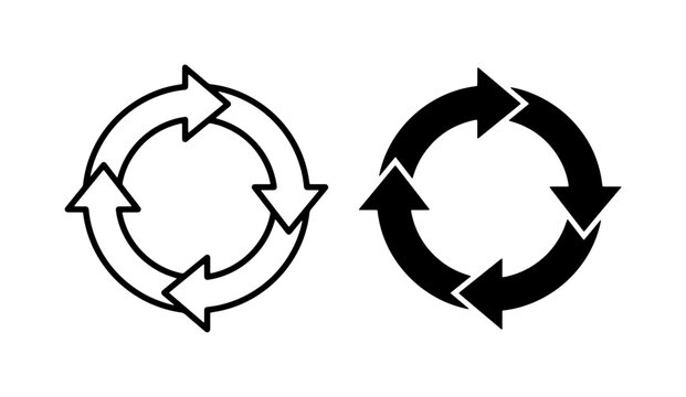 Circular Arrow Icons, Refresh Symbols, Recycle Loop Graphics, Process Flow Icons, Vector Set