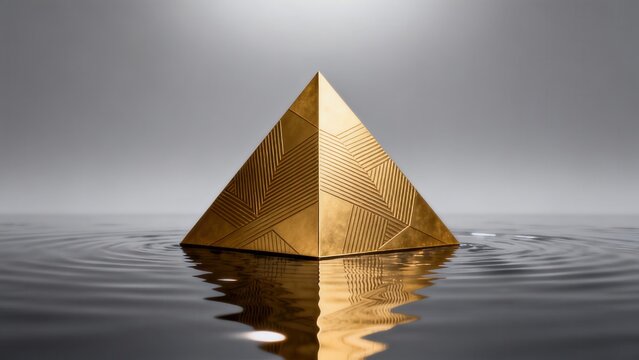 Golden pyramid in water