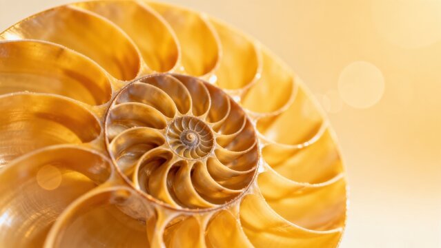 Golden spiral shell pattern