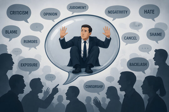 Man trapped in bubble facing public criticism and judgment