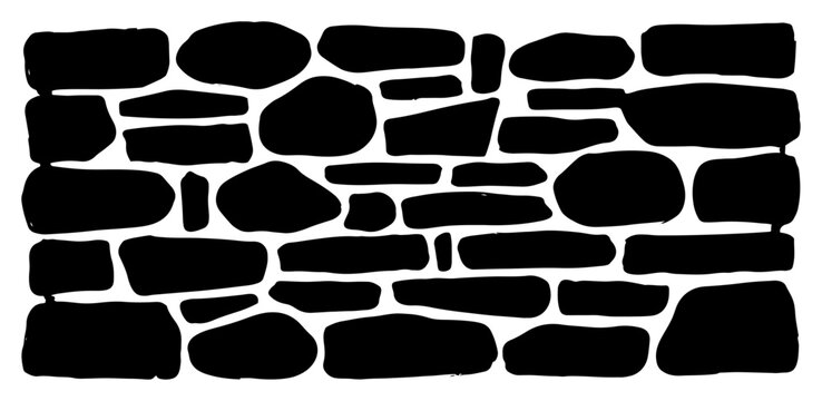 Stone wall texture or masonry pattern in minimalist stencil style