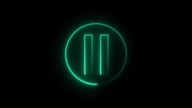 Video, audio neon play button icon animation. glowing play button animation. Mouse clicking video play and pause button with chroma key, screen and alpha channel 4k