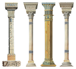 Fototapeta premium PNG Ancient architectural column illustrations on transparent background
