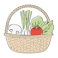 Fototapeta premium Illustration of a basket filled with fresh vegetables