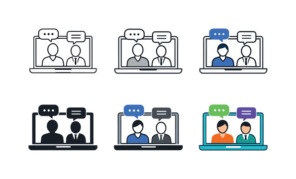 Virtual interview illustration depicting a laptop with a candidate and