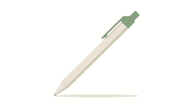 Minimalist Compostable Cornstarch Pen Body for Green Writing isolated on white representing biodegradable office innovation.