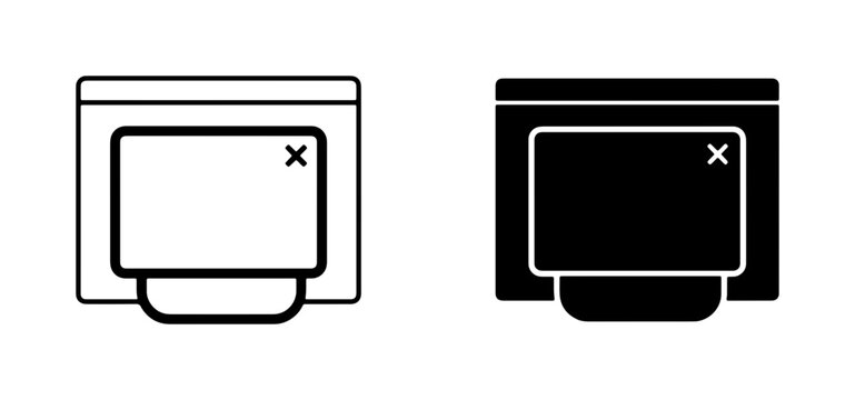 Printer icons, black and white vector graphics for printing and office technology concepts