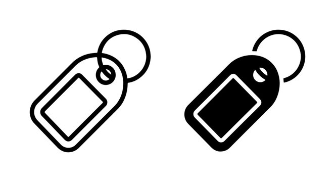 Blank Tag Icon Set, Keyring Label Vector, Identification Tag Symbol for Security and Information