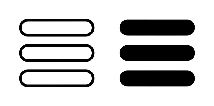 Hamburger Menu Icons: Black and White Vector Set for Navigation and UI Design