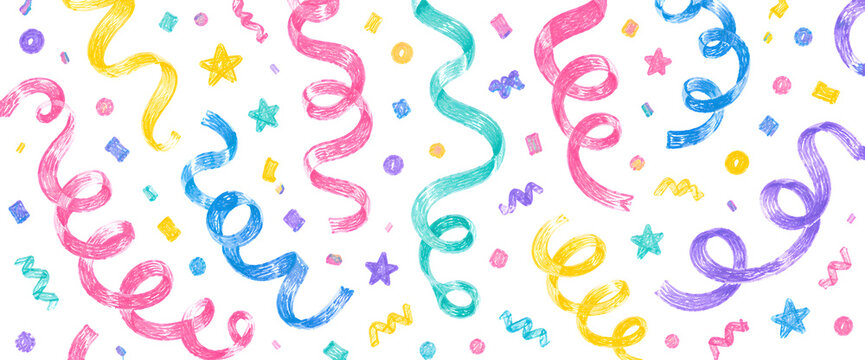 Crayon squiggles. Curly line, colorful squiggle pencil squiggly brush stroke curve wave bold thick rough abstract texture hand drawn doodle scribble qualitative vector illustration