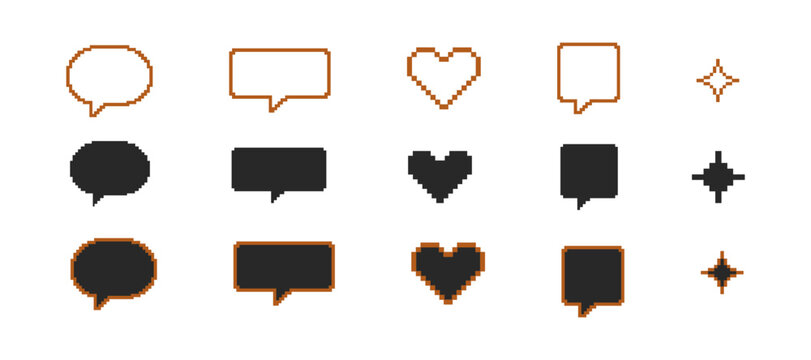 Pixel Speech Bubbles and Icons