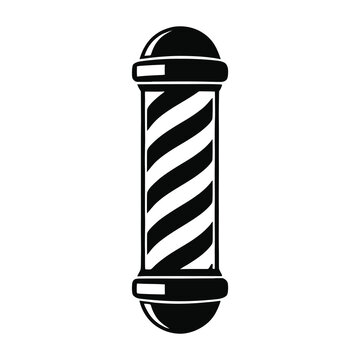 Barber pole silhouette black and white graphic design on transparent background