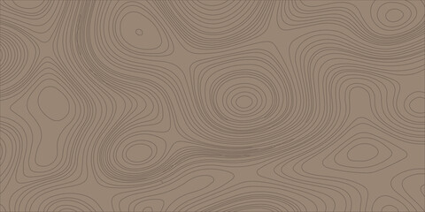 Brown topographic map background with abstract wavy contour lines representing elevation terrain or wood grain texture. seamless-style topographic map pattern in muted brown tones © Creative Arts