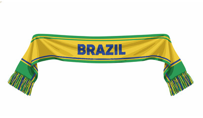 Brazil football fan scarf mockup vector folded textile illustration © Rune Veil